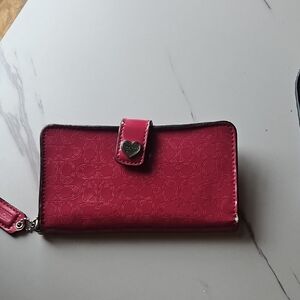 Coach Hot Pink Signature Heart Snap Wallet